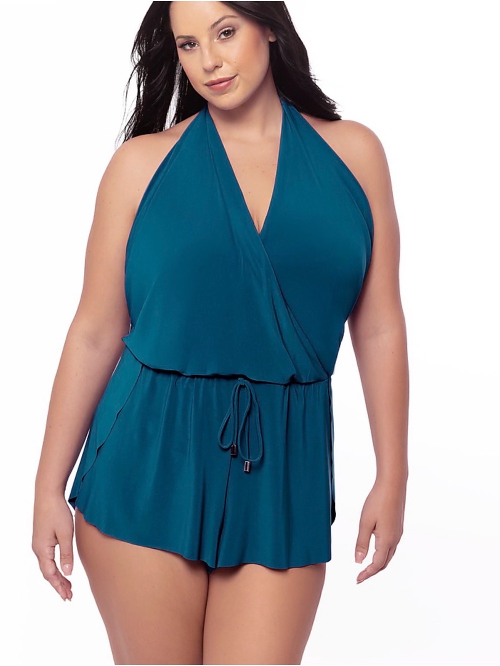 Magicsuit Teal Halter Wrap One-Piece Swim Romper